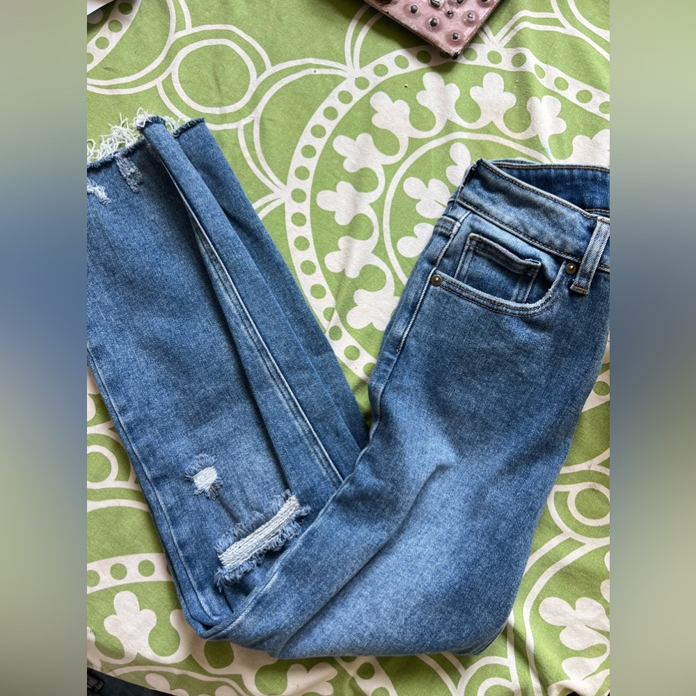 Just Black Denim Distressed Medium Wash Blue Jeans